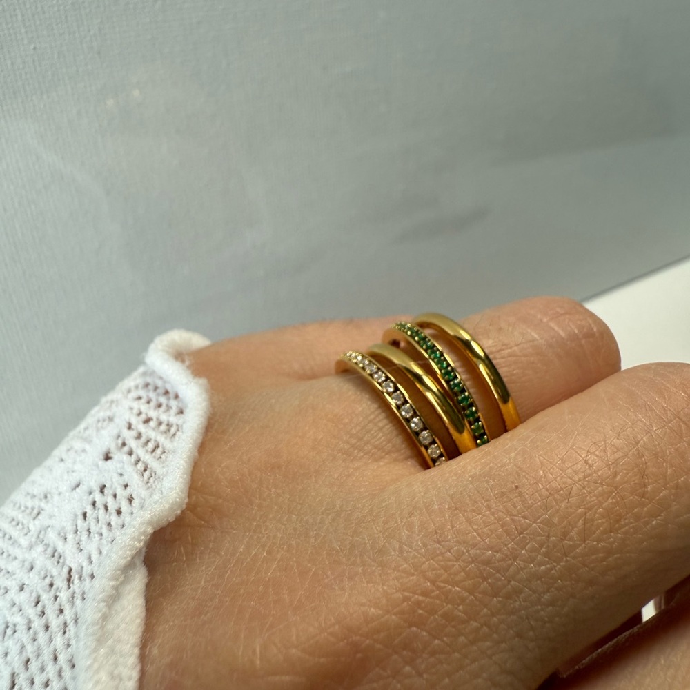 Layered Stacked Ring 18K Golden Plated Stainless Steel SIZE 8 - Picture 11 of 14
